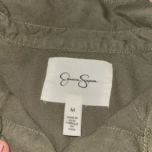 Jessica Simpson Burnt Olive Pearl Floral Embroidered Long Sleeve Button Down Top - Picture 10 of 15